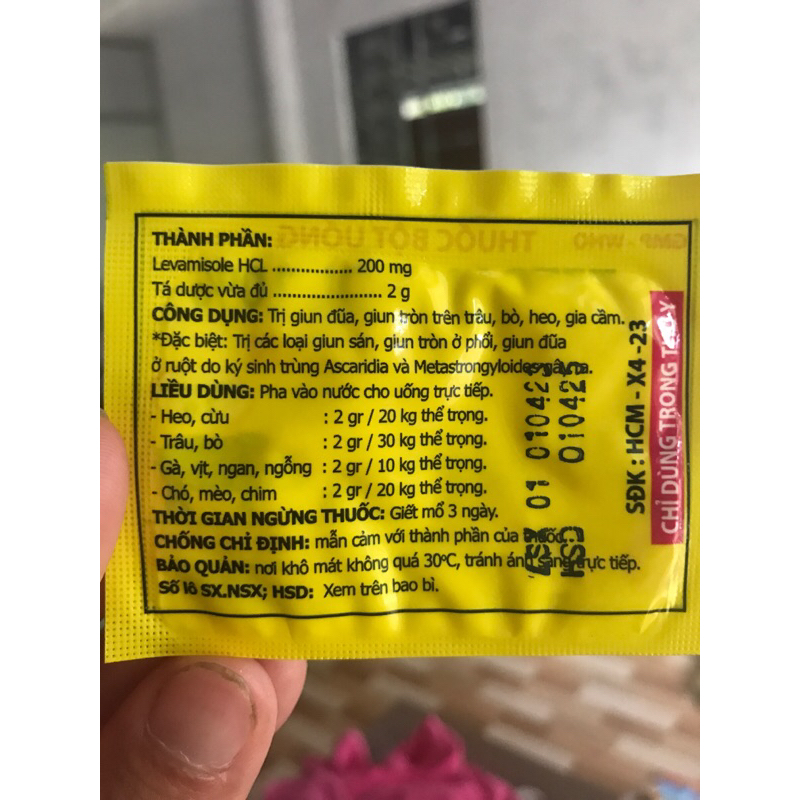 TETRAMISOL 2g xổ lãi cho gia súc, gia cầm