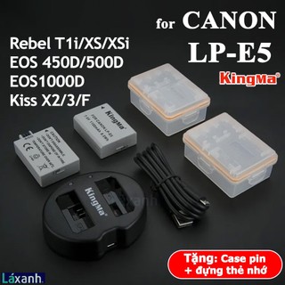 Pin và dock sạc canon rebel xs t1 eos 450d 500d 1000d kiss f x2 x3 dung lượng cao kingma canon lp e5 lpe5 lp-e5