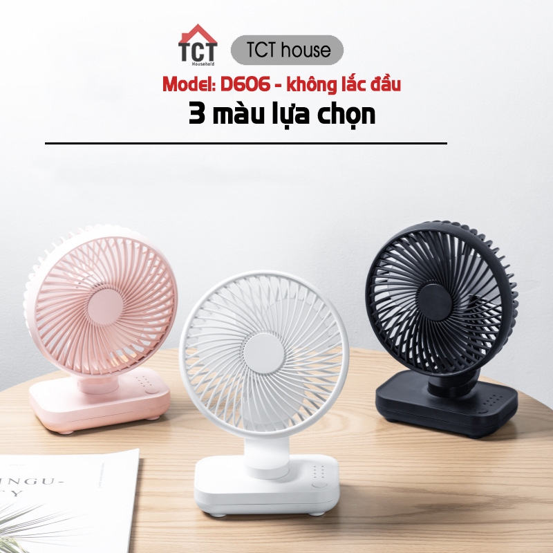 Quạt mini tích điện để bàn TCT xoay đầu tự động pin 4000mah