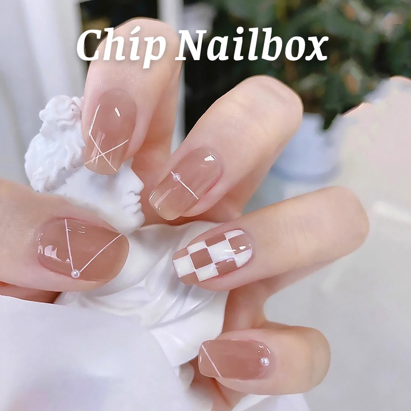 Set 24 móng tay giả D551 đính đá cao cấp ( Tặng kèm keo và dũa )