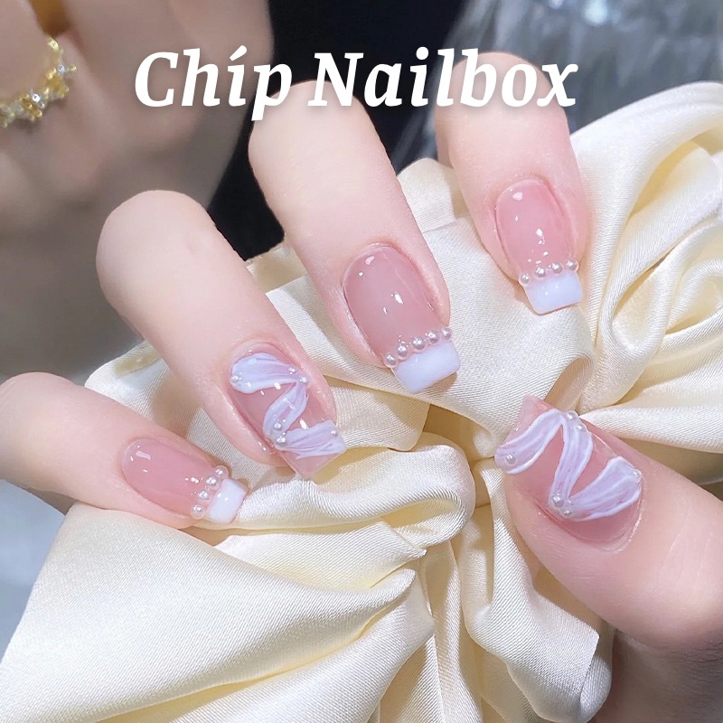 Set 24 móng tay giả D596 đính đá cao cấp