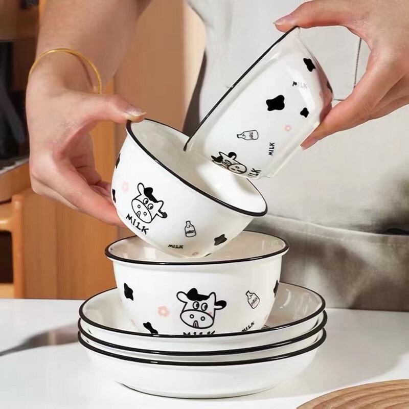 Chén bát bò size 12.5cm cute bằng gốm sứ thích hợp cho bé ăn dặm