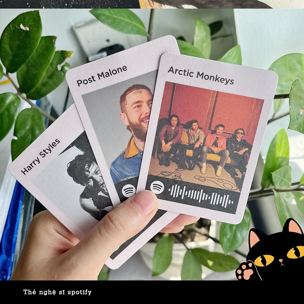 Thẻ poscard spotify  in hình nghệ sĩ trang trí ốp điện thoại, decor 6x8,5 cm