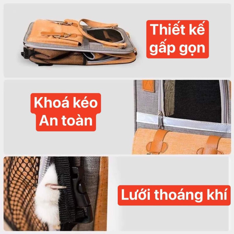 Balo vuông cao cấp chó mèo, Balo chó mèo cỡ lớn
