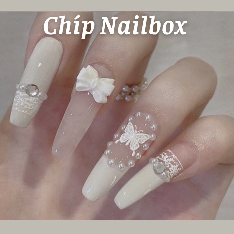 Set 24 móng giả D293, đính đá cao cấp