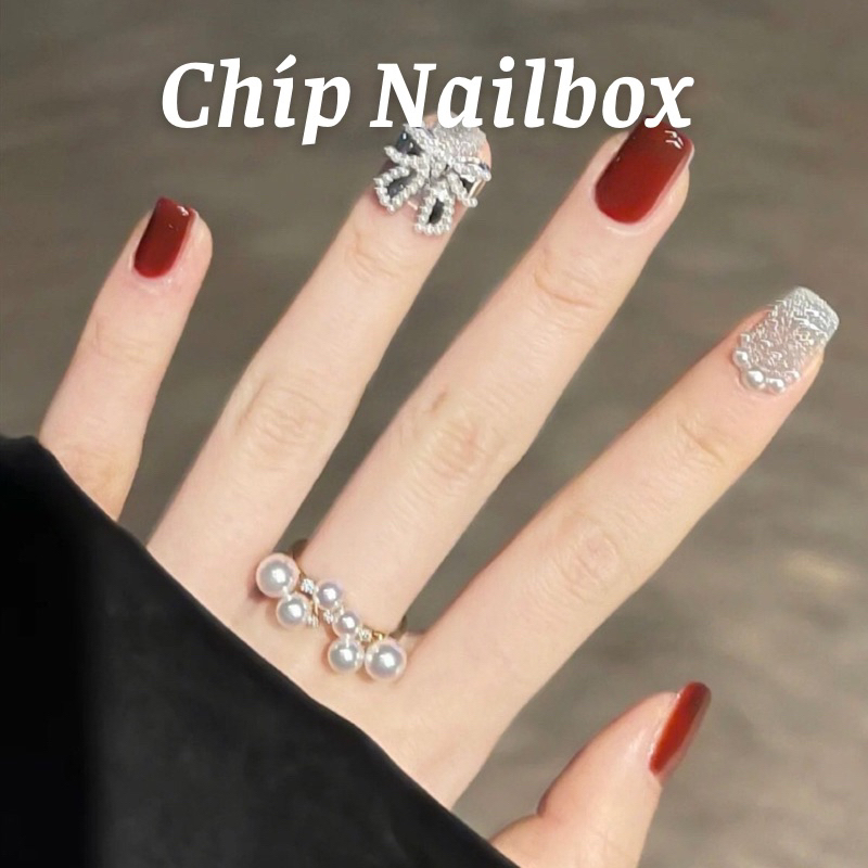 Bộ 24 móng tay giả N671 đính đá cao cấp