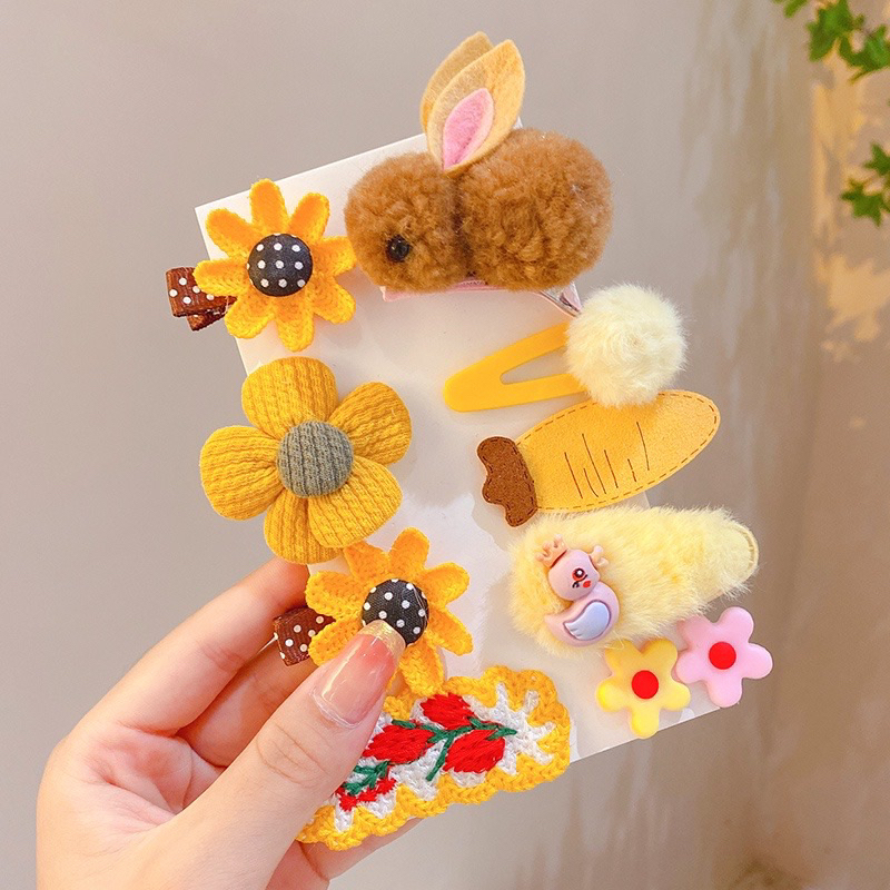 Set 9 kẹp len con thỏ cho bé