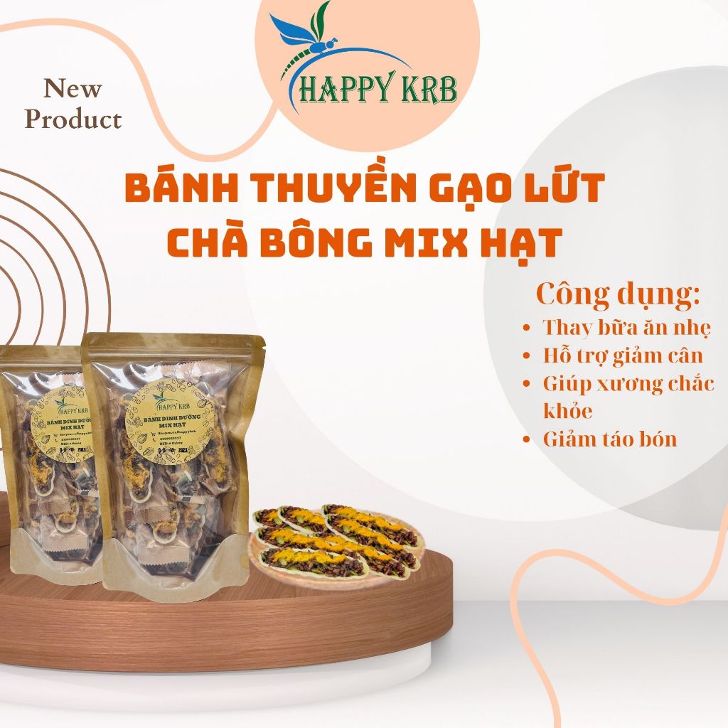 BÁNH THUYỀN GẠO LỨT CHÀ BÔNG MIX HẠT HAPPY KRB