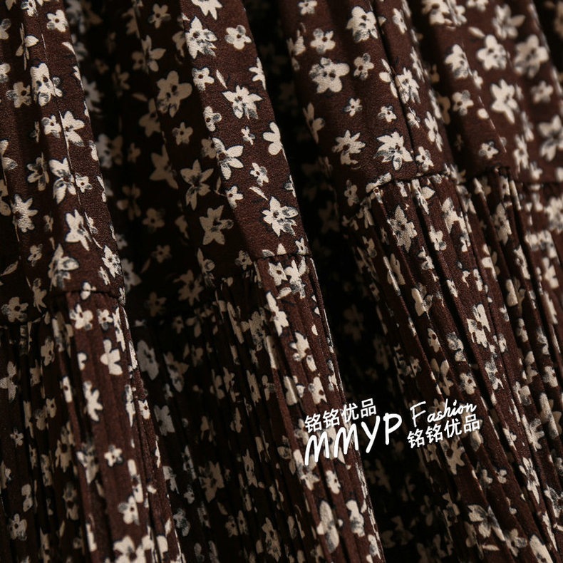 Chân váy maxi hoa nhí xếp ly lưng thun - Nhakholiti - V789