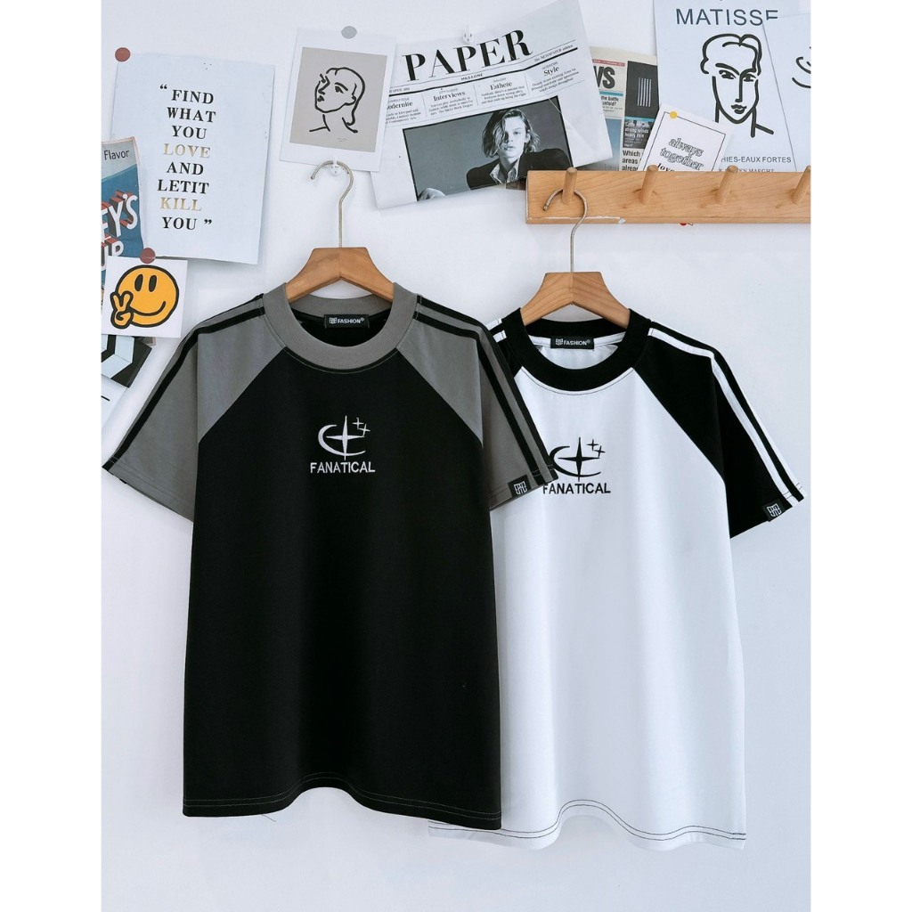 ÁO THUN BABY TEE nữ phối sọc thêu logo nhiều màu vải thun cotton nam nữ