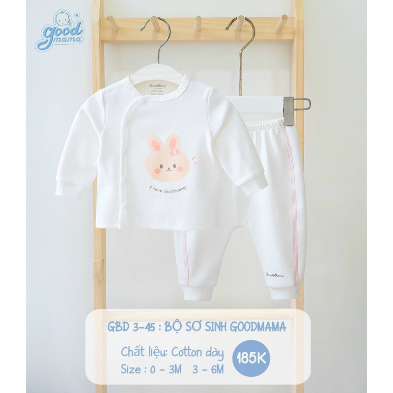 Bộ quần áo dài tay cho bé sơ sinh 3-7kg chất liệu Nỉ thu đông dày dặn chính hãng goodmamat