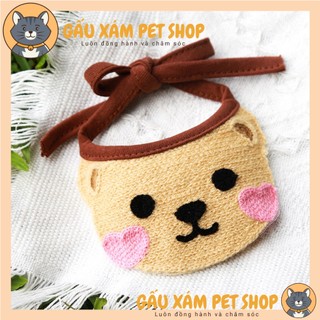 Yếm đeo cổ mặt gấu cho thú cưng, Yếm đeo cổ dễ thương cho chó mèo