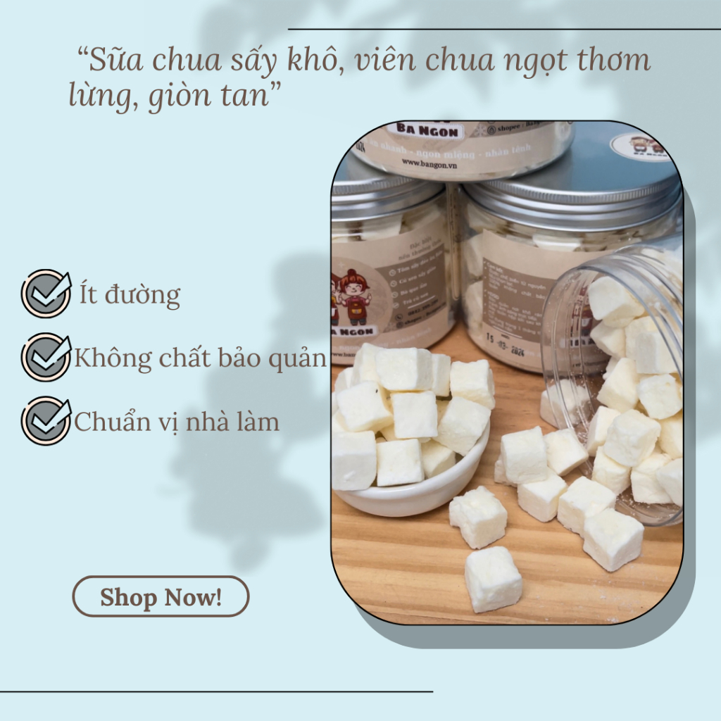 Sữa chua sấy thăng hoa ít đường vị nhà làm - sữa chua viên khô dễ bảo quản