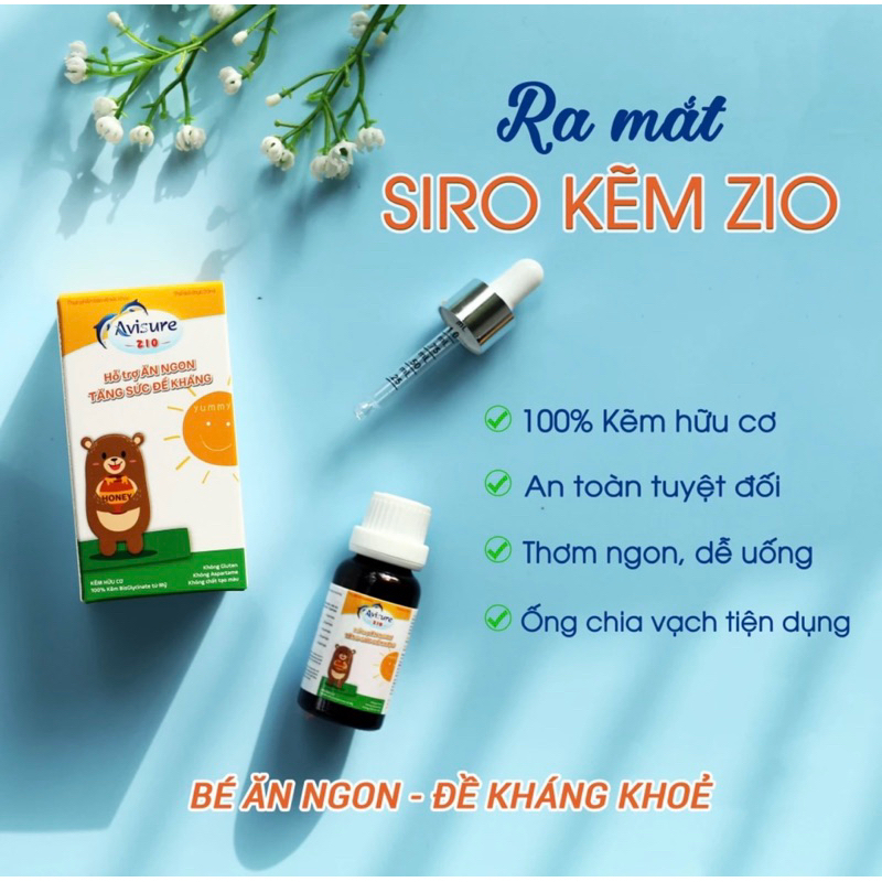 Tích điểm - Combo Sắt Kẽm ZiO Men vi sinh Avisure lọ 10ml- Giúp bé ăn ngon, đề kháng khoẻ, tiêu hoá tốt