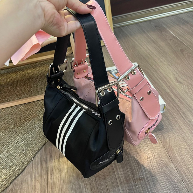 Túi kẹp nách đeo vai 3 sọc dáng chữ U dây khuy gài phong cách thể thao cá tính