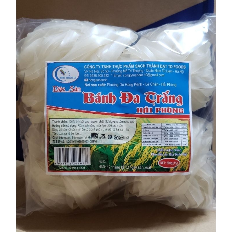 Bánh đa Hải Phòng trắng TD Food 500gr