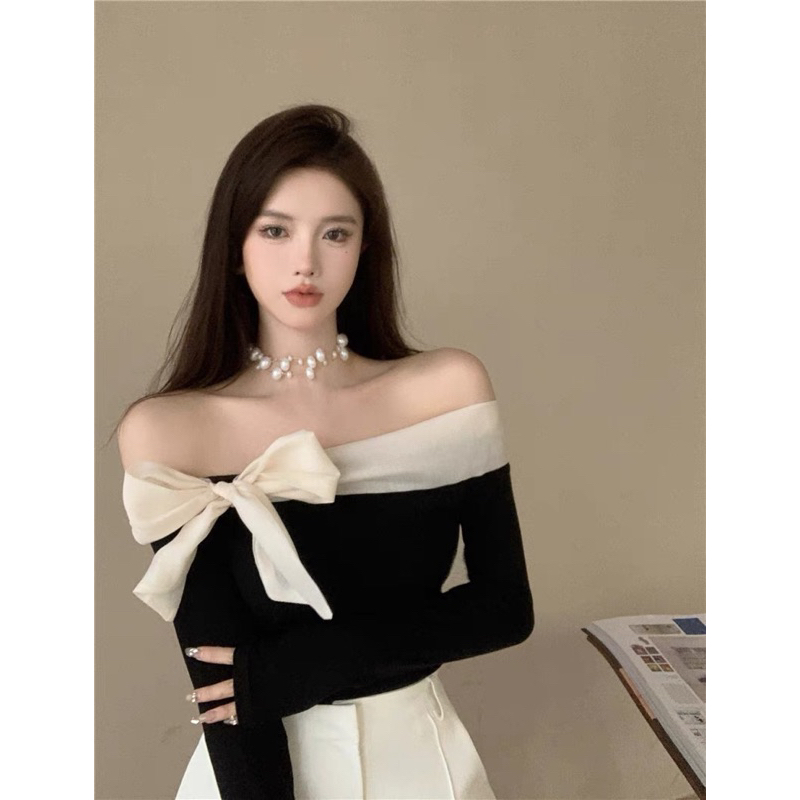 Áo trễ vai thắt nơ siêu xinh dành cho nữ hàng quảng châu