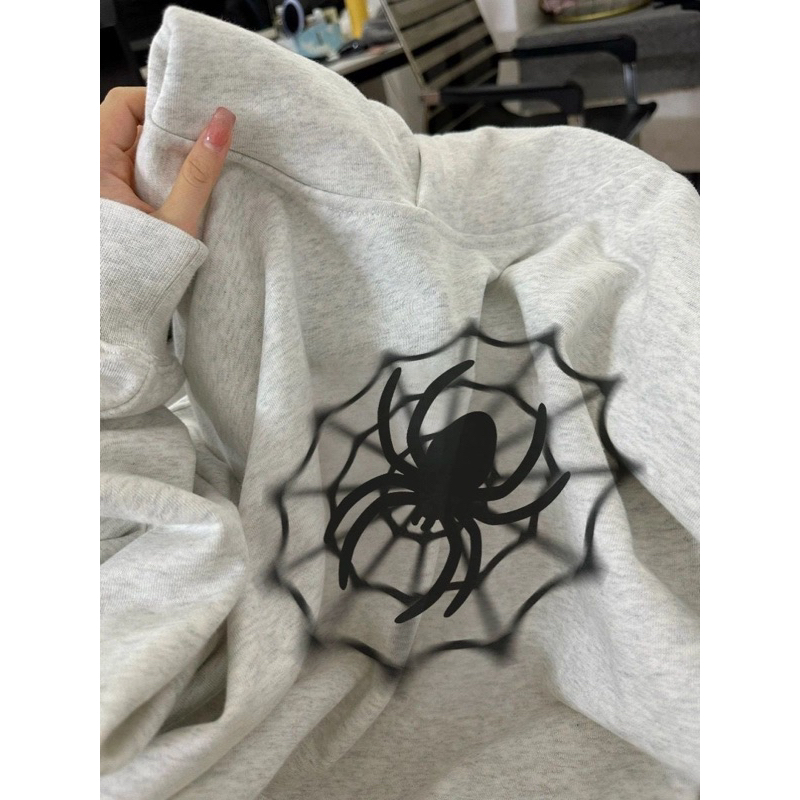 Áo Hoodie Lót Nhung Siêu Dầy Hoạ Tiết Con Nhện