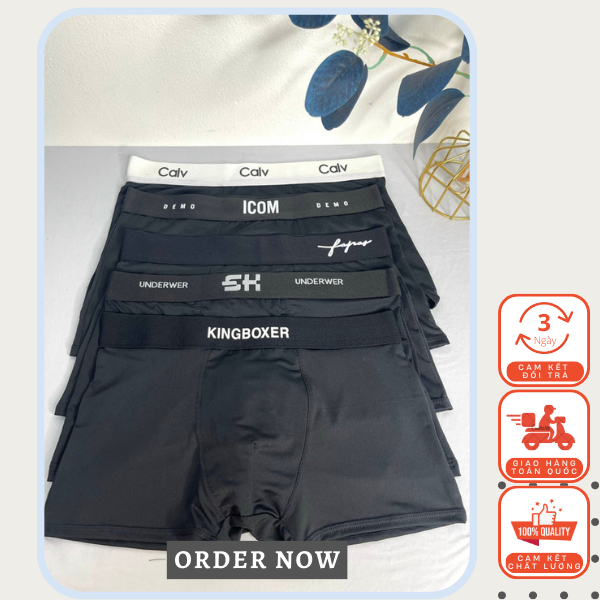 Hộp 5 quần lót nam, sịp đùi thun lạnh cao cấp Full Đen -.[Giao Hàng Ngẫu Nhiên]
