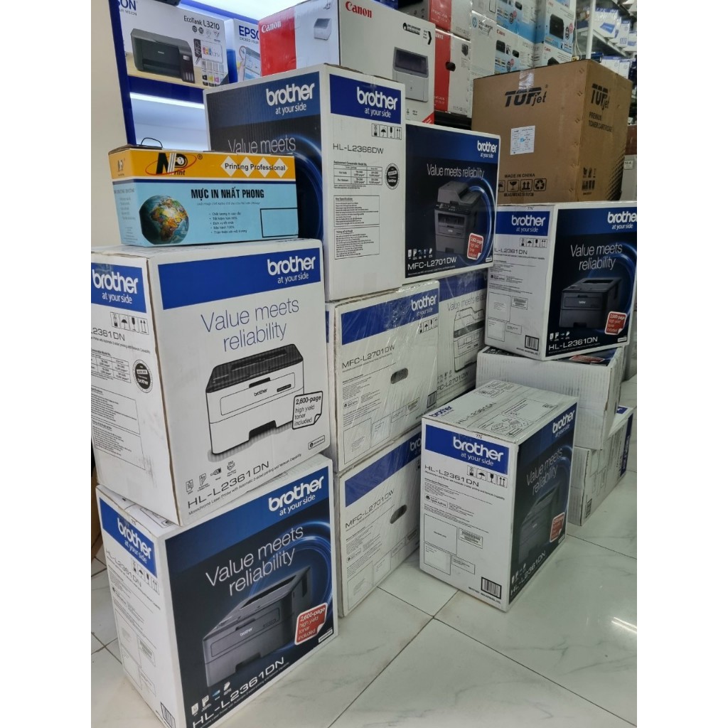 Máy in Brother L2366DW - tặng áo mưa - In 2 mặt tự động, wifi