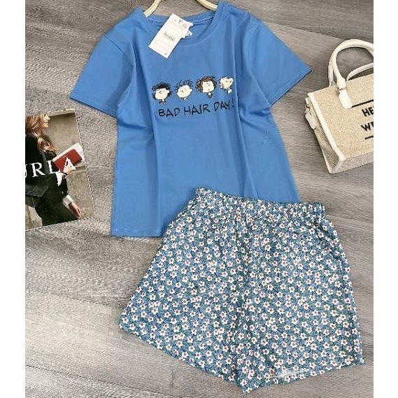 Set bộ big size áo thun và quần hoa kate mềm từ 48kg-80kg