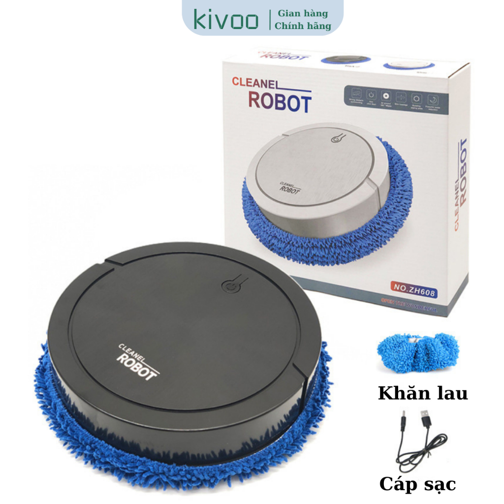 Robot lau nhà thông minh, robot làu sàn nhà cao cấp, lau sàn nhà khô , ướt, đèn chiếu UV khử khuẩn, thương hiệu Kivoo