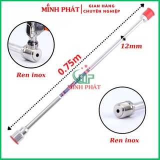 Cần nối dài 75cm phun sơn công nghiệp minh phát, cần nối 75cm đầu inox chống va đập