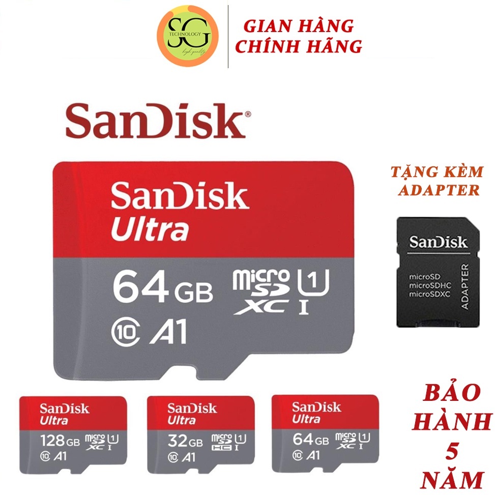 Thẻ nhớ sandisk 64GB /32Gb/16GB/8GB dùng điện thoại, máy ảnh - Thẻ nhớ tốc độ cao Class 10 Ultra 667x 100MB/s -BH 5 năm