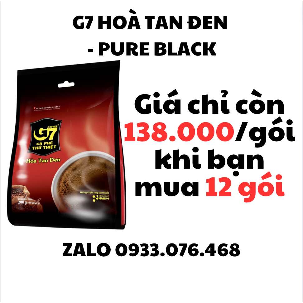 Cà phê G7 hòa tan đen giá sỉ Trung Nguyên Legend Bịch 100 gói x 2gr