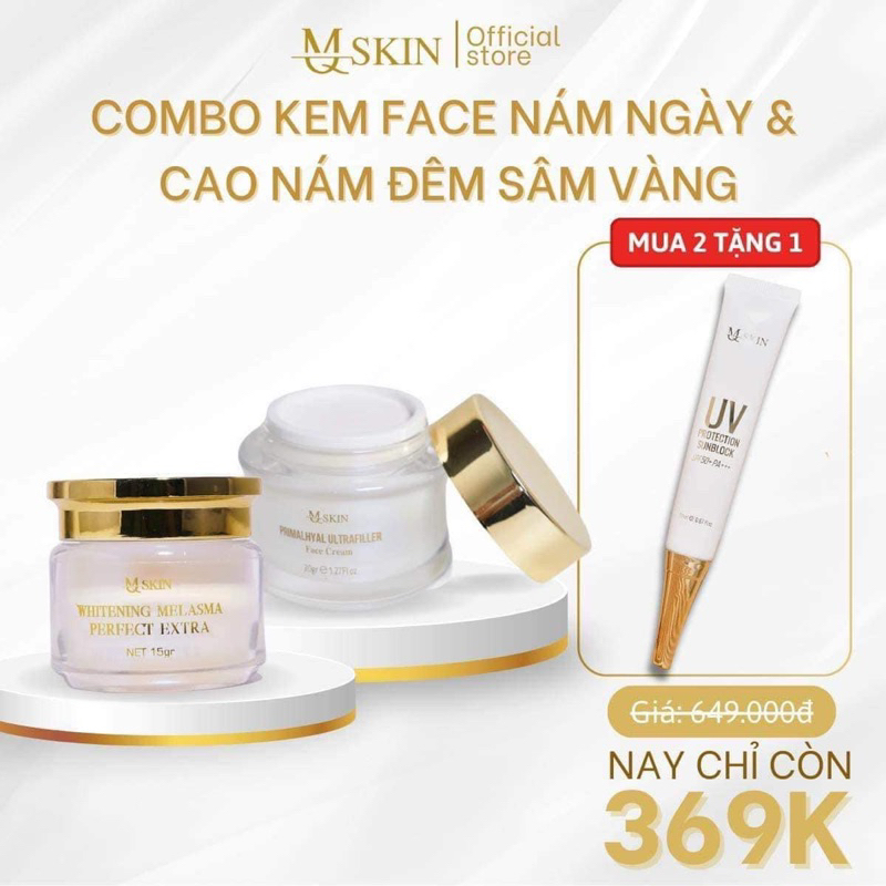 Combo kem face +cốt nám sâm vàng Mq skin tặng kèm chống nắng