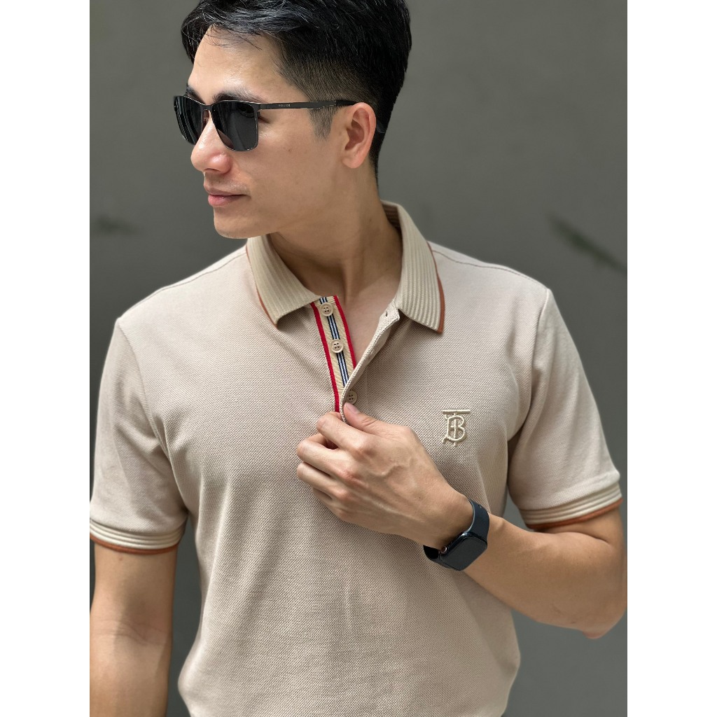 Áo thun có cổ polo tay ngắn BBR vải cotton gai pique cotton 100% co dãn nhẹ lên form tiệc tùng