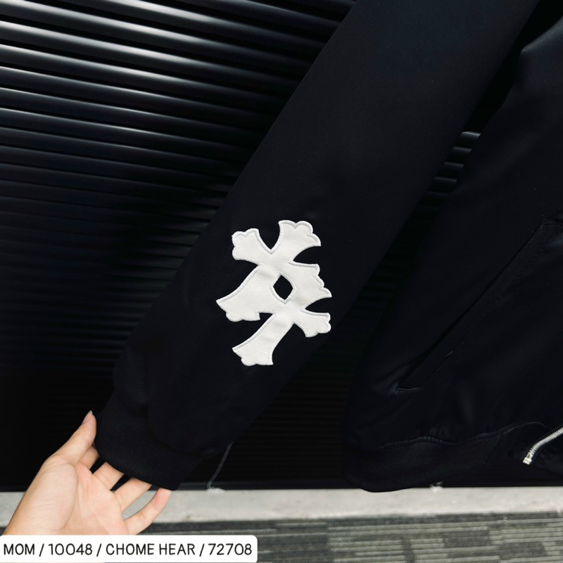 Áo khoác bomber chomr có hoạ tiết thêu khoá kéo màu đen thời trang nam nữ phong cách giới trẻ có size từ s đến xl