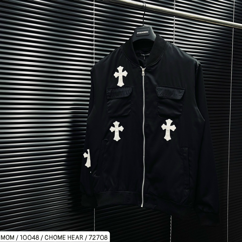 Áo khoác bomber chomr có hoạ tiết thêu khoá kéo màu đen thời trang nam nữ phong cách giới trẻ có size từ s đến xl