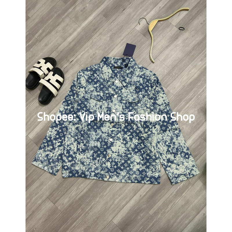 Áo Khoác bò full logo màu xanh có ảnh/video thật