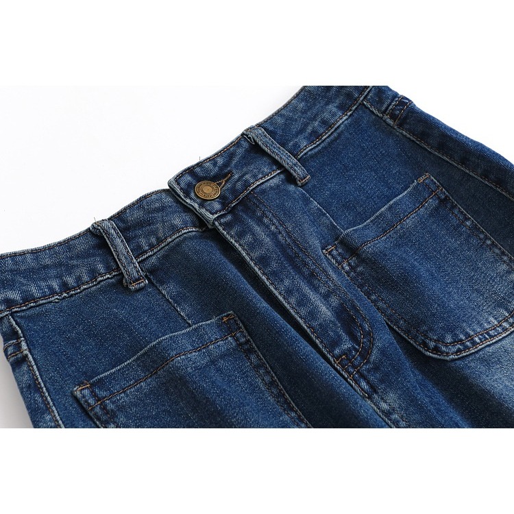 B213 Chân váy denim xẻ tà