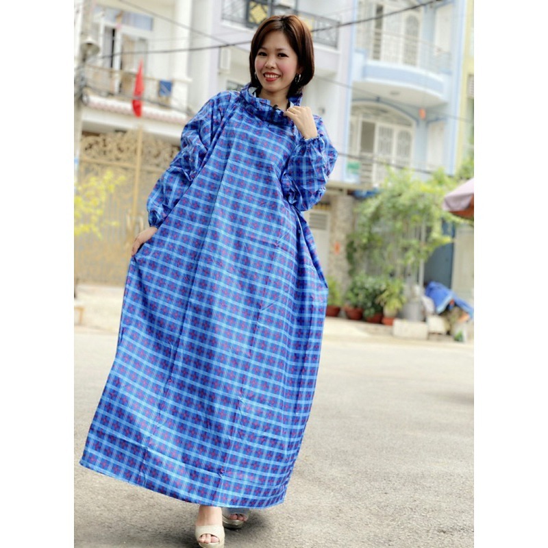 Áo Mưa Bít Vải Dù Hoa, Sọc Caro Không Thấm Nước  - hàng cao cấp