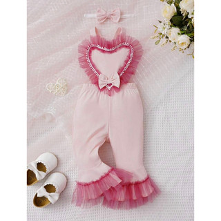 Set áo liền quần voan trái tim