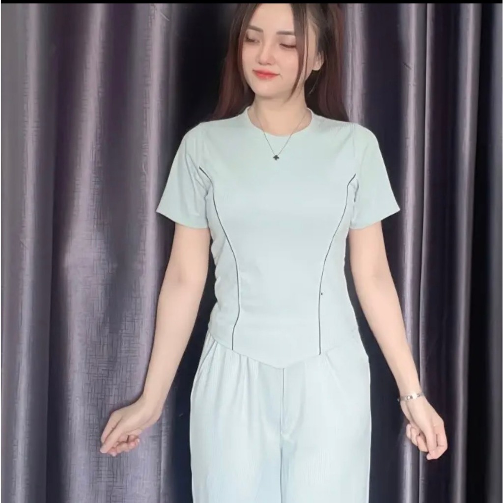 SÉT ĐỒ BỘ THUN GÂN ỐNG RỘNG SUÔNG KÈM ÁO BODY SIÊU HOT MỌI THỜI TRANG-PRADA