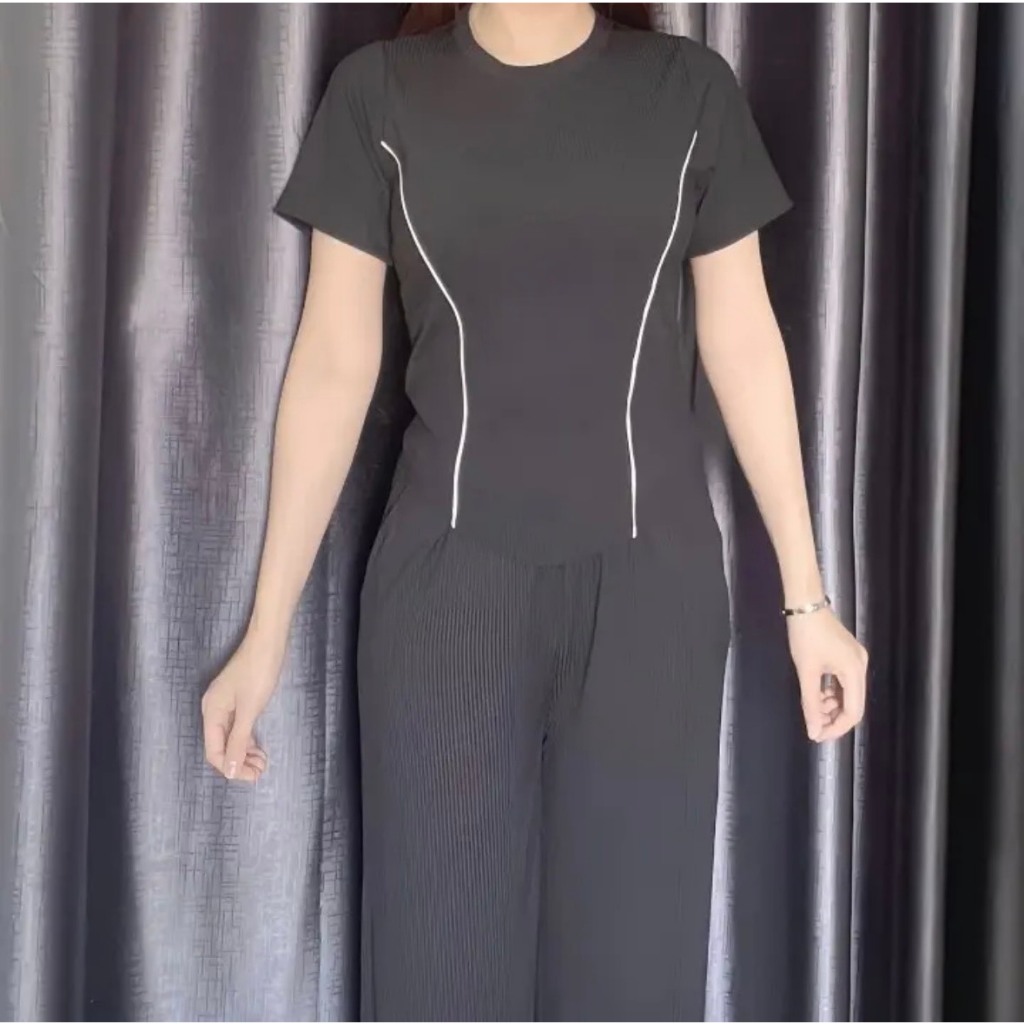 SÉT ĐỒ BỘ THUN GÂN ỐNG RỘNG SUÔNG KÈM ÁO BODY SIÊU HOT MỌI THỜI TRANG-PRADA