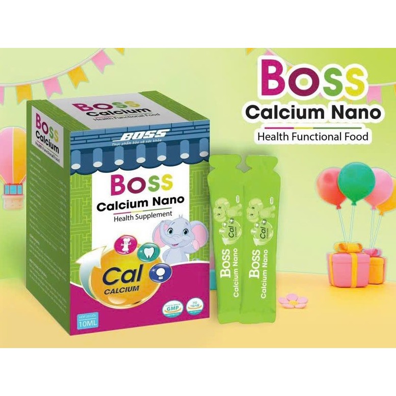 Boss Calcium Nano bổ sung canxi cho bé giúp bé phát triển chống còi xương suy dinh dưỡng ô