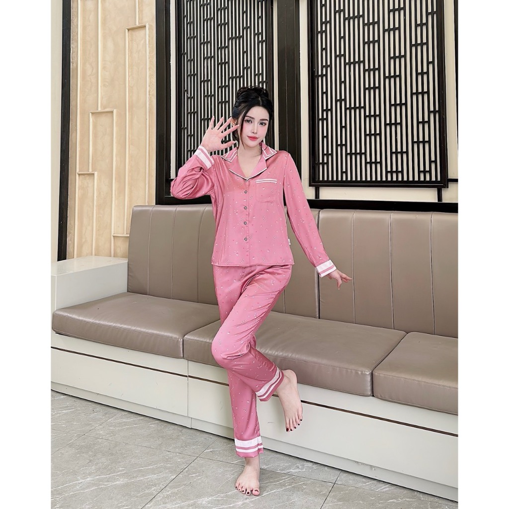 Bộ luxury Kelin chất lụa cao cấp, mềm mịn thoáng mát, họa tiết hình khối đáng yêu, sang chảnh