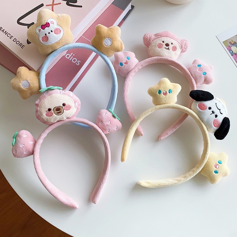 CC50 Cài tóc nữ băng đô hoạt hình hình thỏ ngôi sao lợn hồng dễ thương