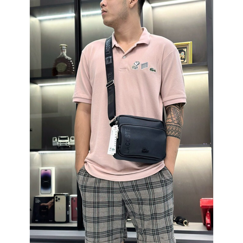 Túi đeo chéo LC Classic thiết kế đơn giản dây đeo chắc chắn form đẹp - Túi chéo màu đen chất liệu da si BÁNH MÌ STORE