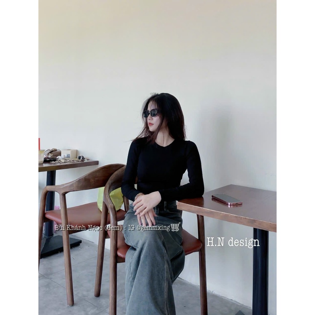 Áo tăm ctrop dài tay cổ tròn basic