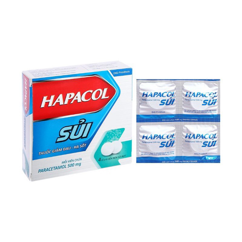 Sủi hapacol 500, hộp 16 viên