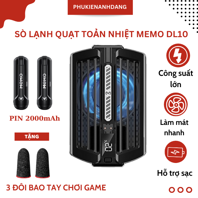 Sò Lạnh Quạt Tản Nhiệt Điện Thoại Memo Dl10 Chạy Pin Không Dây Cho Điện Thoại