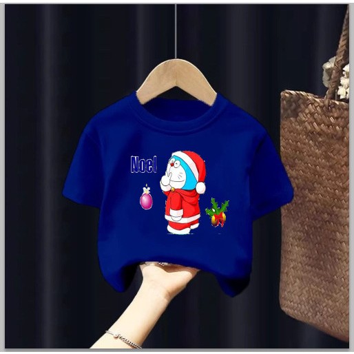 Áo thun cho bé,in hình DOREMON mặc đồ ông già noel siêu dễ thương