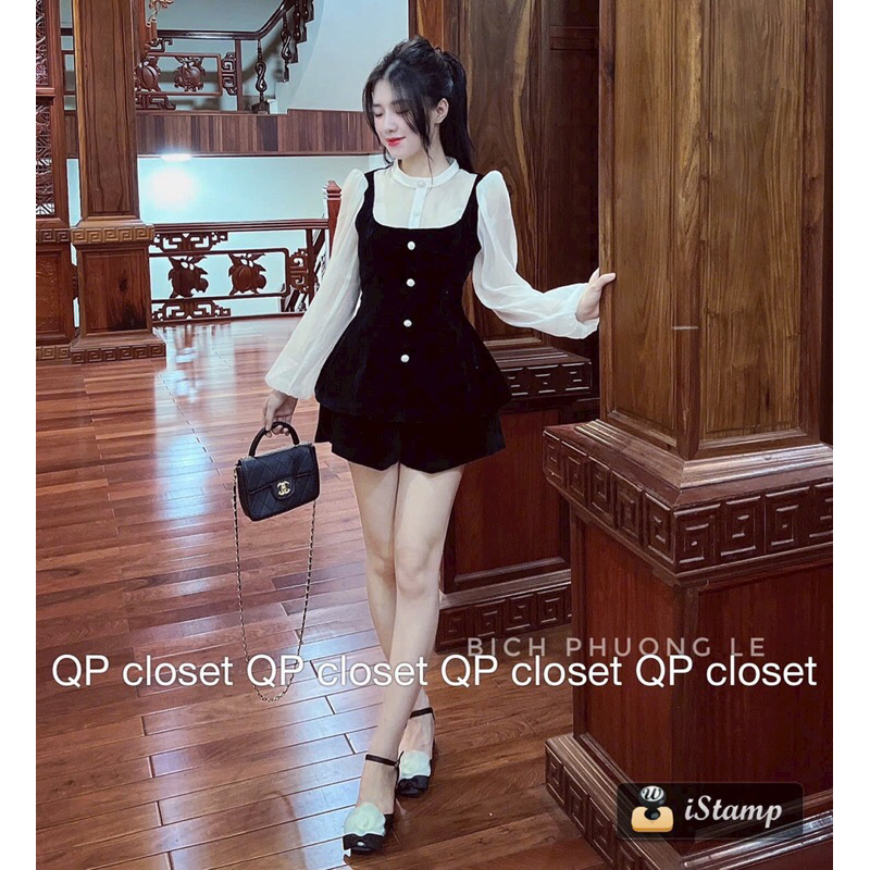 Áo nhung eo pha tay tơ