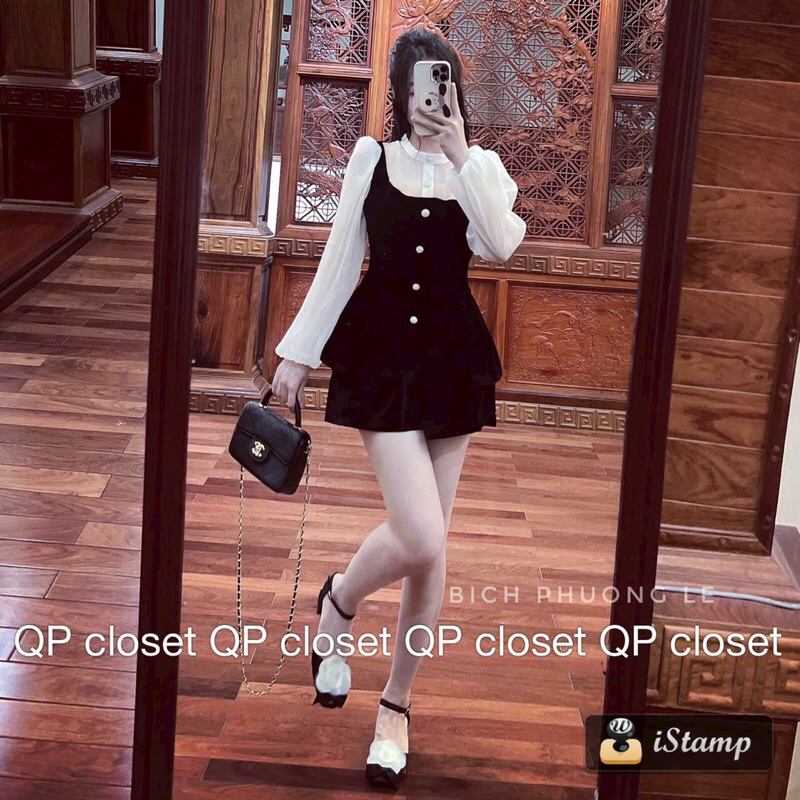 Áo nhung eo pha tay tơ