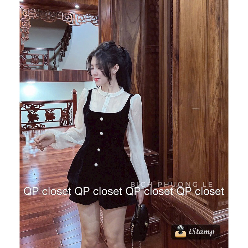 Áo nhung eo pha tay tơ